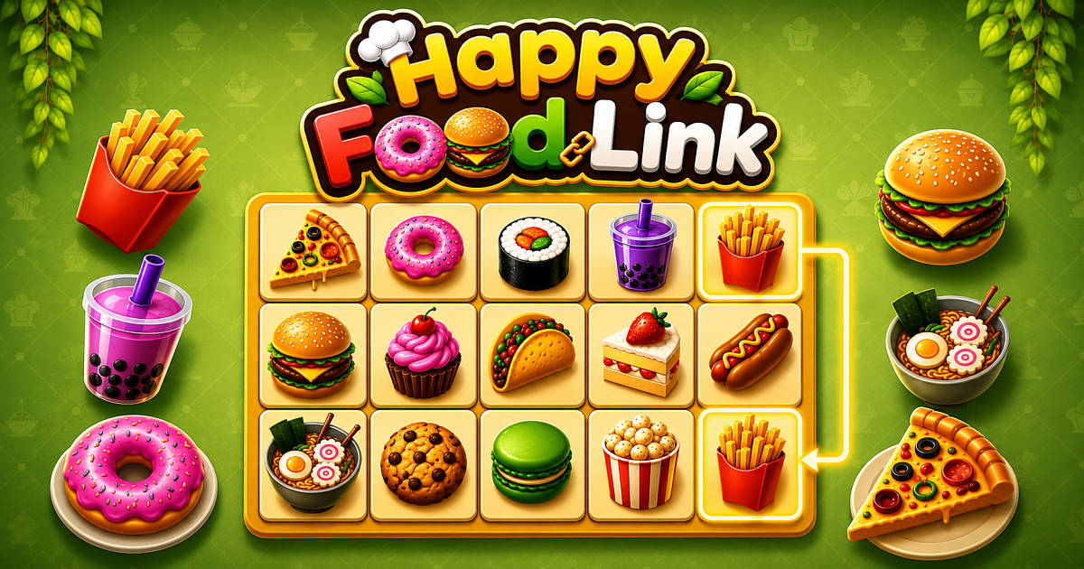 Happy Food Link food tile matching puzzle game